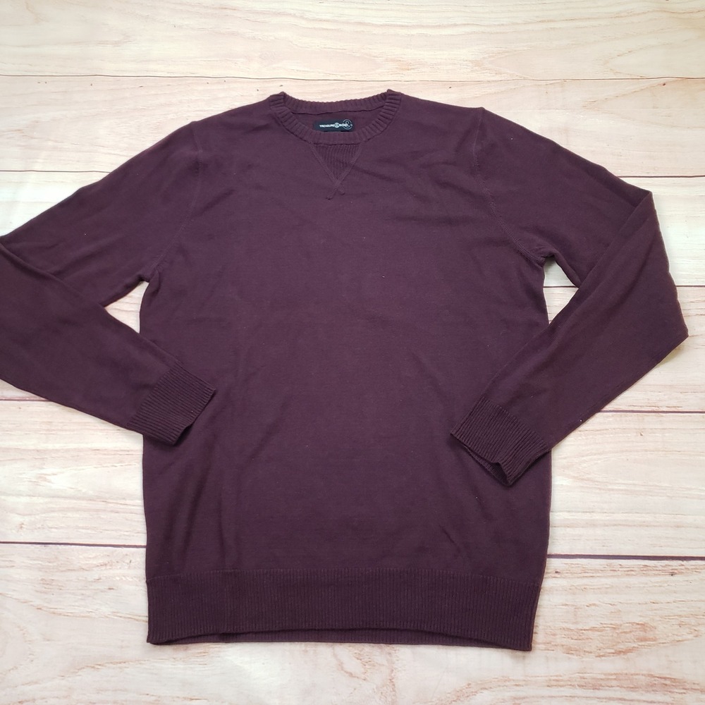 Treasure & Bond Womens Sweater Small Burgundy Cotton‎ Cashmere Crew Neck Ladies